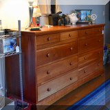 F60. Vermont Precision Woodworks cherrywood double dresser. 35”h x 68”w x 21”d 